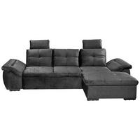 ECKSOFA in Mikrovelours Schwarz  - Schwarz, Konventionell, Kunststoff/Textil (275/170cm) - Carryhome