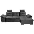 ECKSOFA Schwarz Mikrovelours  - Schwarz, KONVENTIONELL, Kunststoff/Textil (275/170cm) - Carryhome