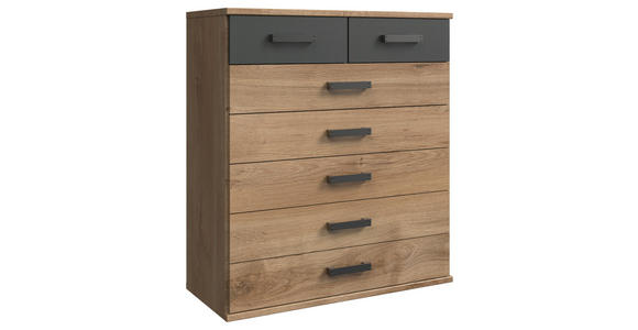 KOMMODE , 91/103/40 cm, 7 Schublade(n)  - Plankeneiche/Eichefarben, Trend, Holzwerkstoff/Kunststoff (91/103/40cm) - Carryhome