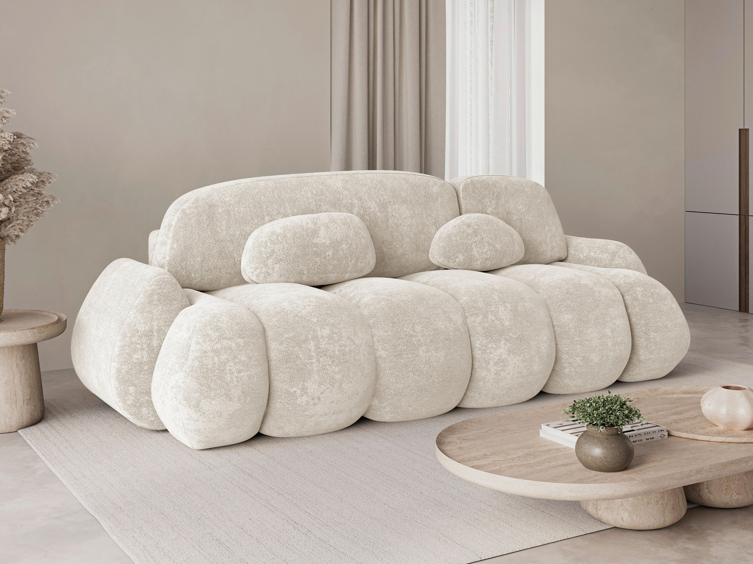 SCHLAFSOFA Creme  - Beige/Creme, Design, Kunststoff/Textil (270/103/113cm) - MID.YOU