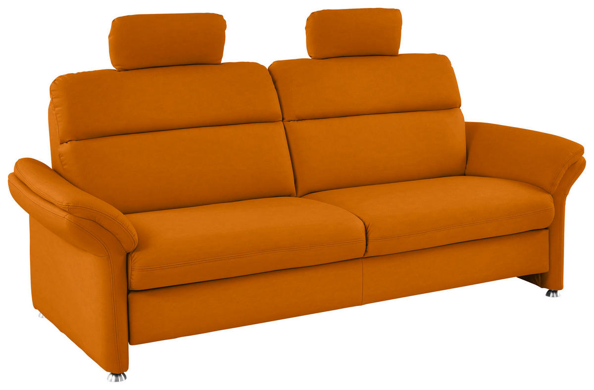 3-SITZER-SOFA in Echtleder Orange  - Alufarben/Orange, KONVENTIONELL, Leder/Metall (228/96/92cm) - Beldomo Premium