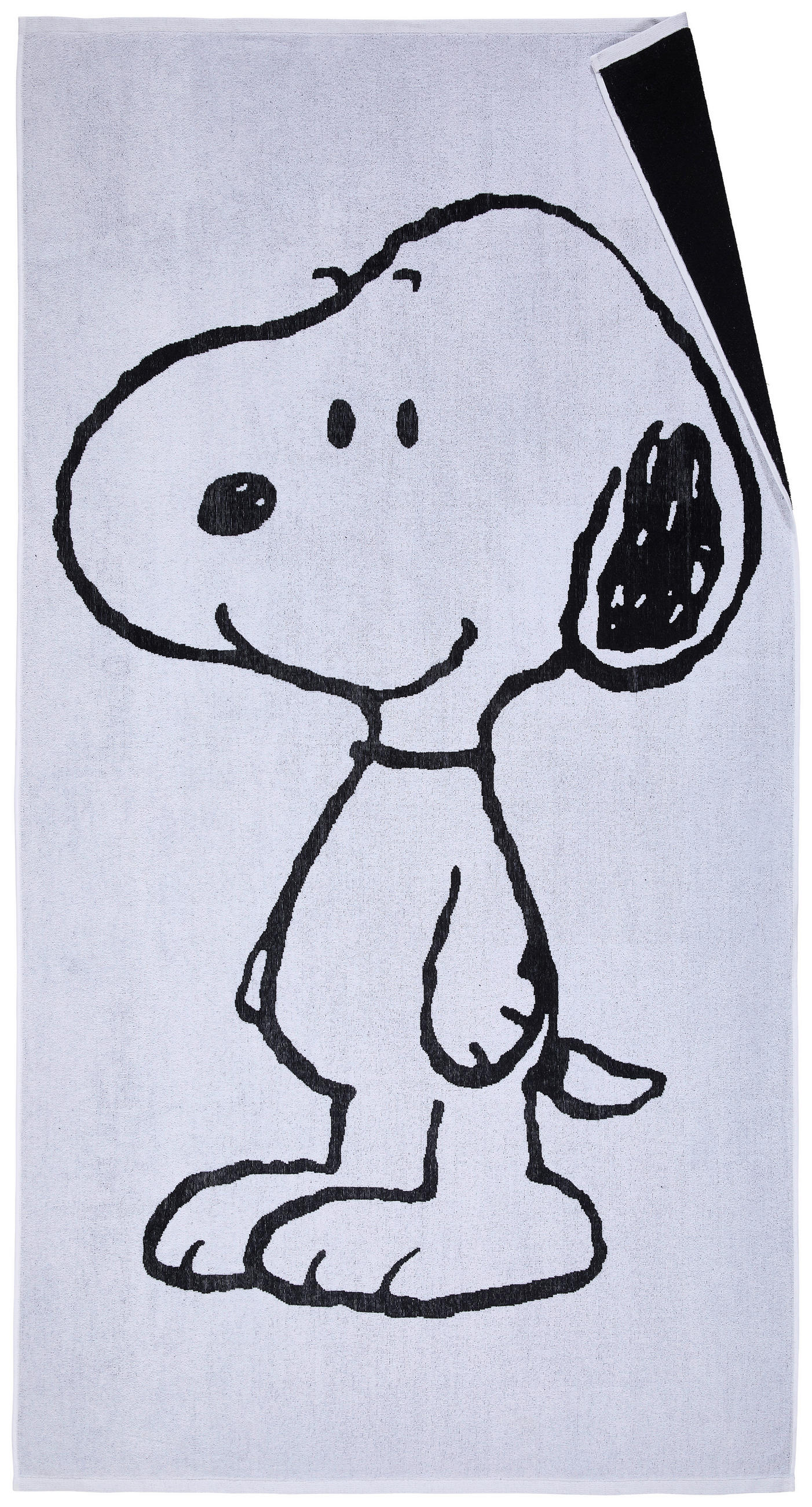 STRANDTUCH Snoopy Beach Schwarz 100/180 cm  - Schwarz, Design, Textil (100/180cm) - Vossen