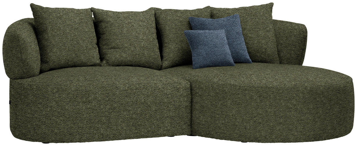 ECKSOFA in Chenille Grün  235/166 cm  - Blau/Schwarz, MODERN, Kunststoff/Textil (235/166cm) - Hom`in