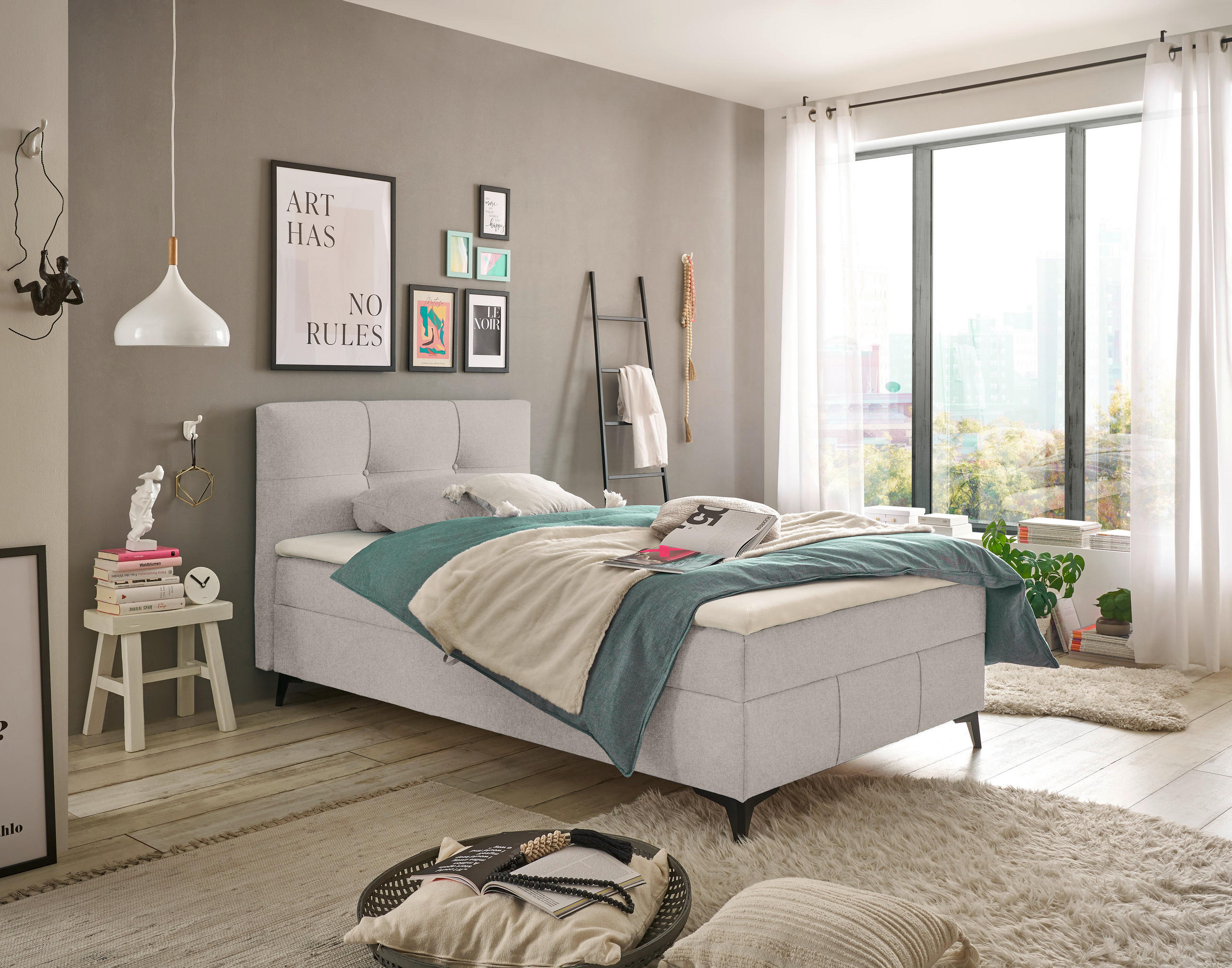 BOXBETT 120/200 cm  in Beige  - Beige, Basics, Holzwerkstoff/Textil (120/200cm) - Xora