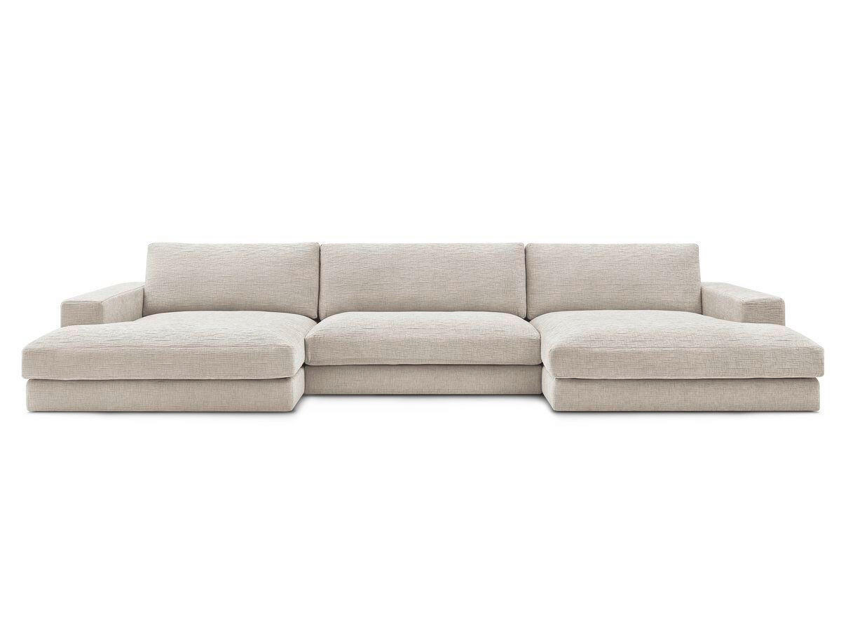 WOHNLANDSCHAFT LEONARD Beige Struktur  - Beige/Schwarz, MODERN, Kunststoff/Textil (159/404/159cm)