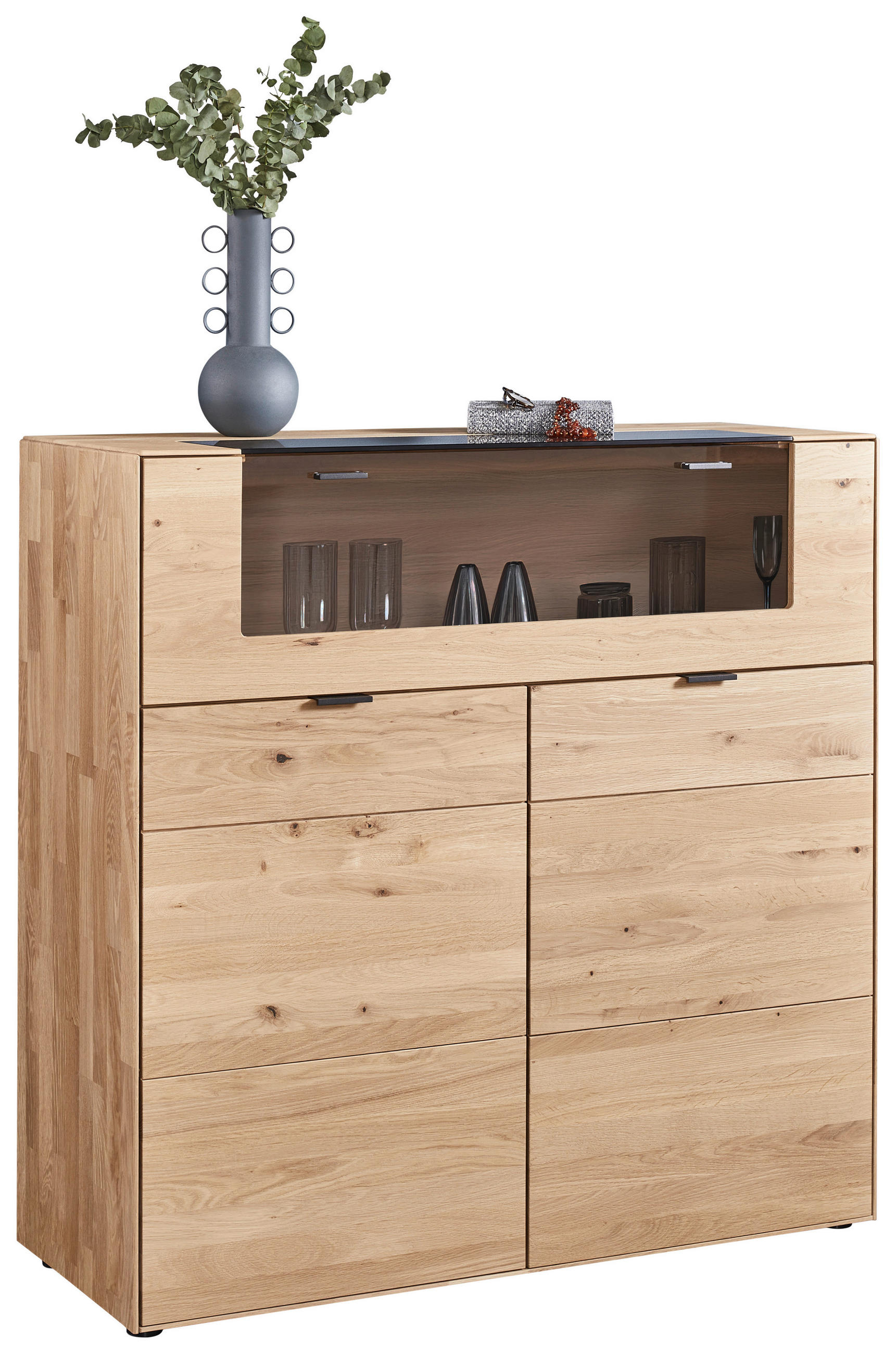 HIGHBOARD Wildeiche  121,9/121,5/45,2 cm  - Wildeiche, Natur, Glas/Holz (121,9/121,5/45,2cm) - Valnatura