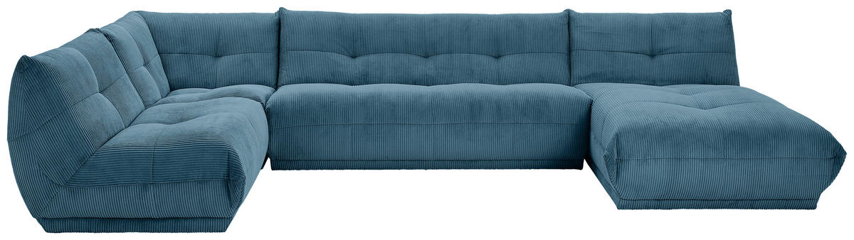WOHNLANDSCHAFT in Cord Petrol  - Petrol, Trend, Textil (210/390/185cm) - Livetastic