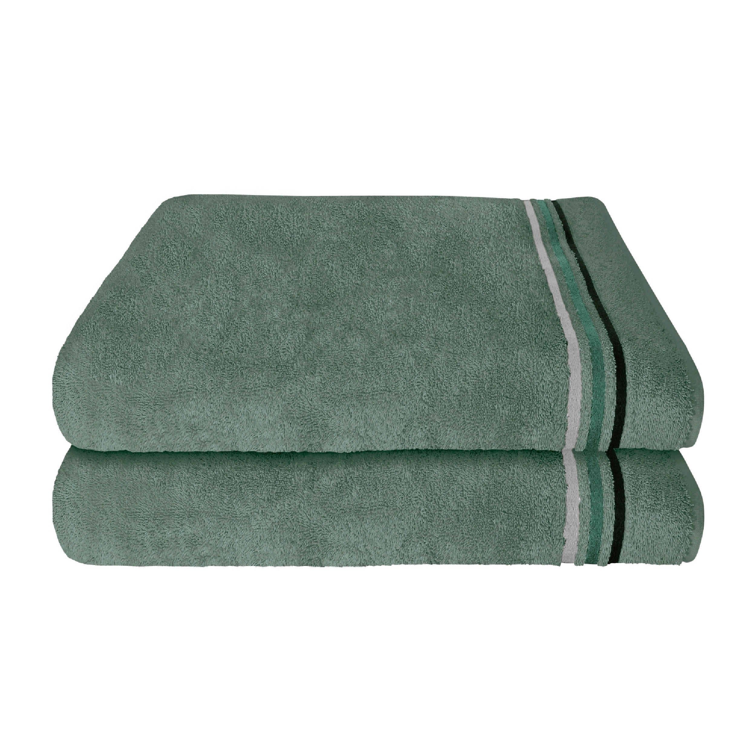 DUSCHTUCHSET Dunkelgrün 2-teilig  - Dunkelgrün, Basics, Textil (70/140cm)