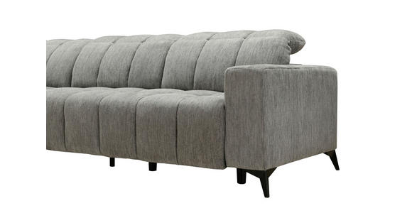 ECKSOFA inkl. Funktionen Dunkelgrau Chenille Kopfteilverstellung, Sitzvorzug  - Dunkelgrau/Schwarz, Design, Textil/Metall (214/293cm) - Xora