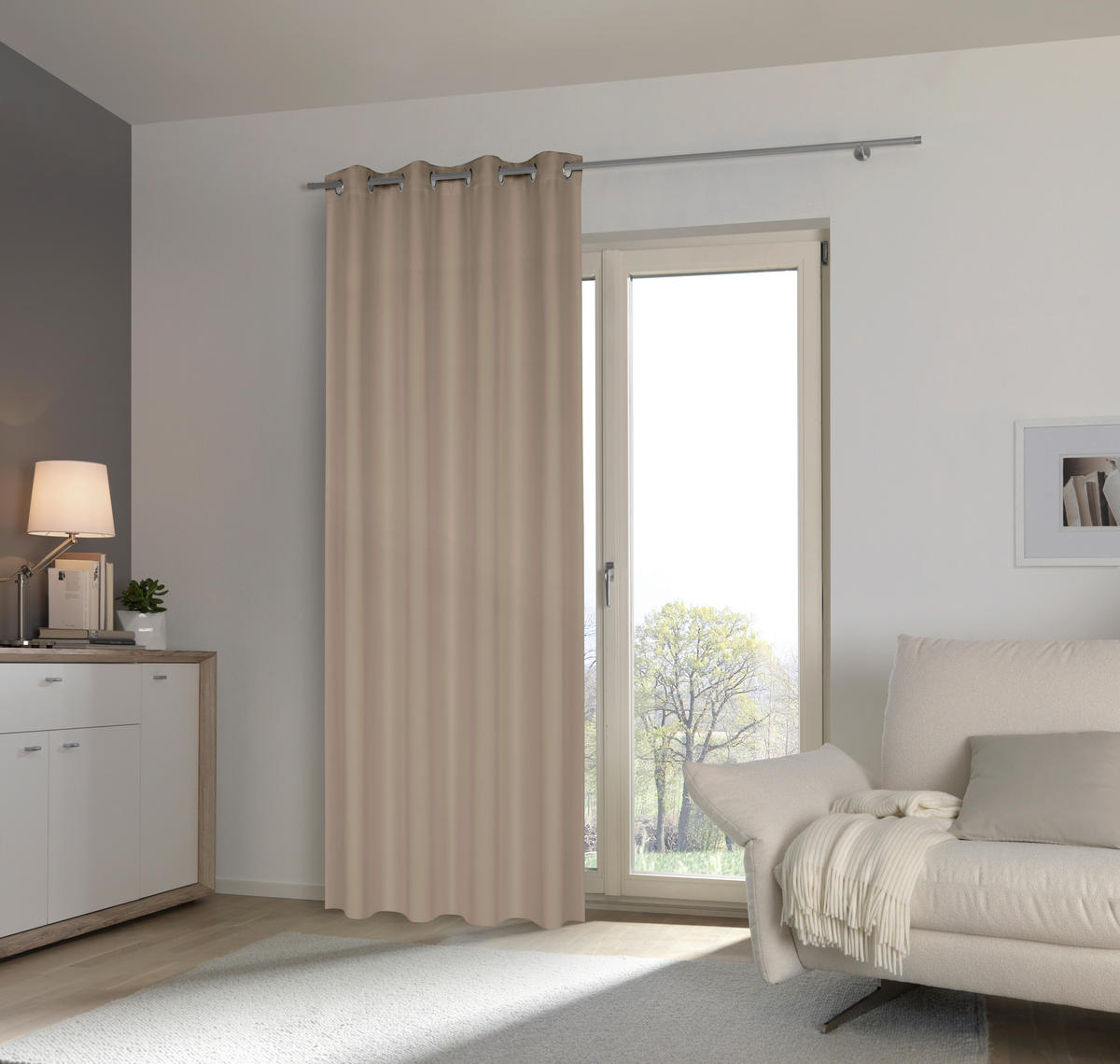 VERDUNKELUNGSVORHANG - Taupe, Basics, Textil (140/245cm) - Esposa