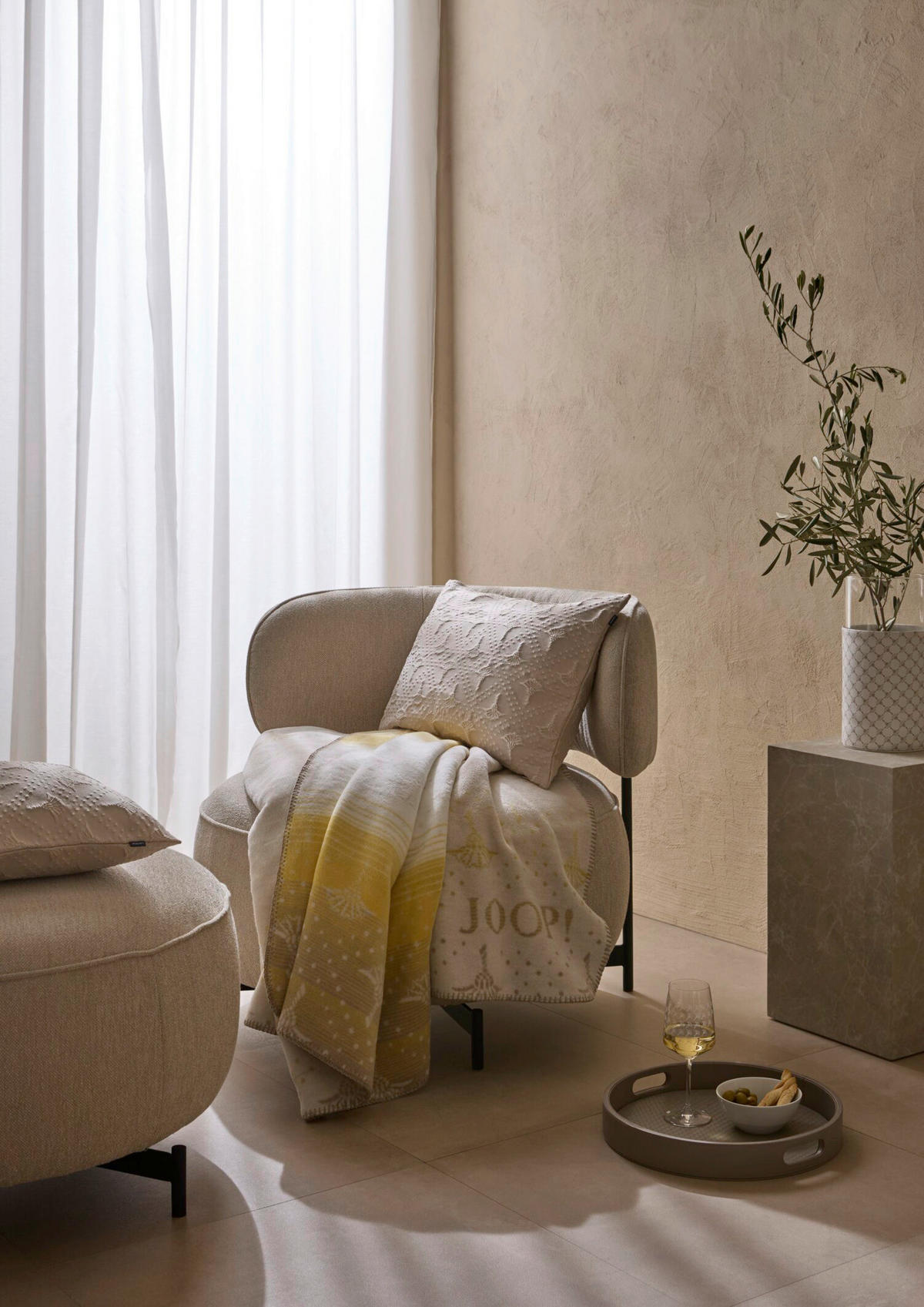 KISSENHÜLLE J! Cornflower Charm natur 40/60 cm  - Creme/Naturfarben, Design, Textil (40/60cm) - Joop!