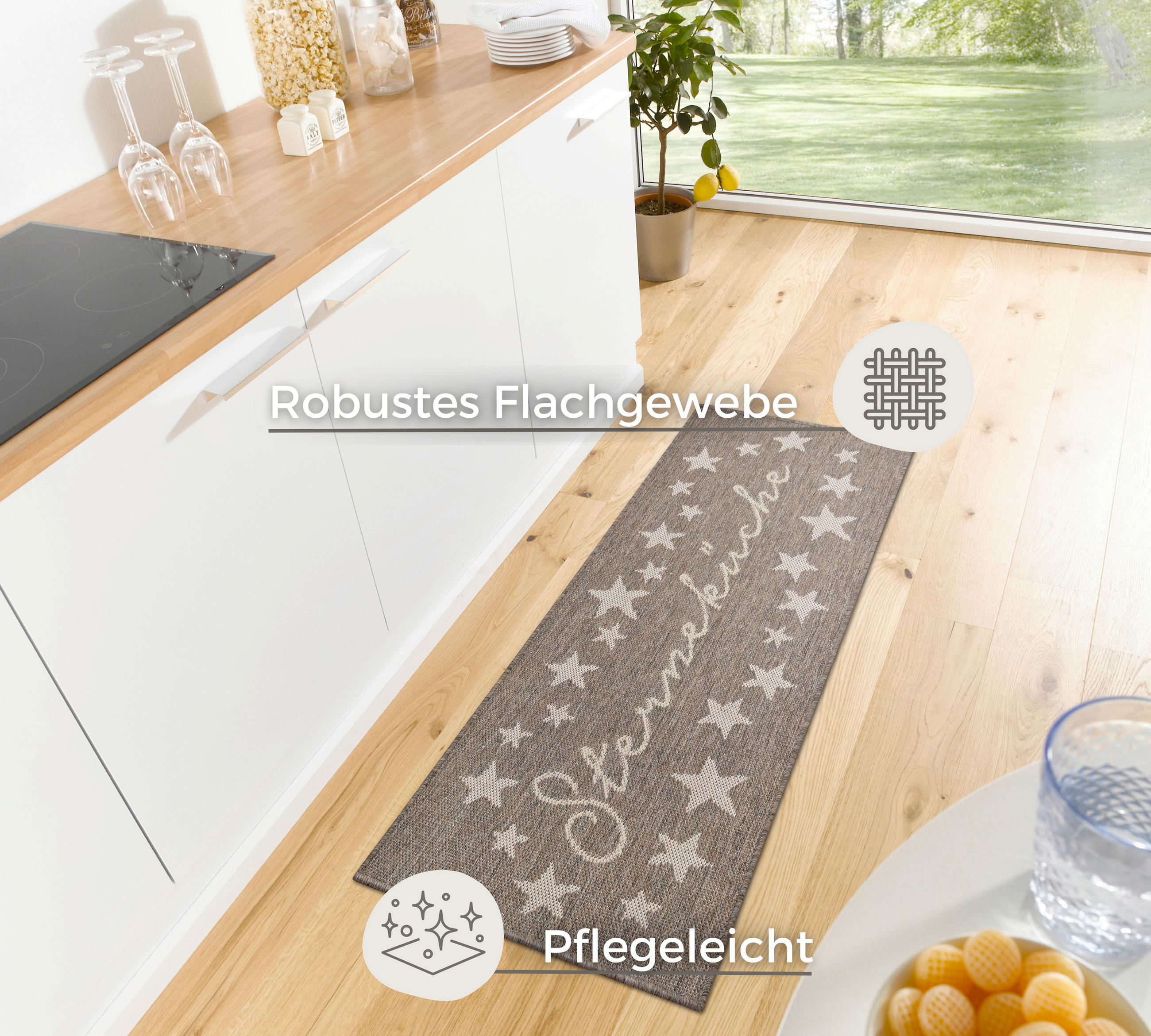 Chic: Küchenläufer (rechteckig 62/150 cm Cucina Cappuccino  - Cappuccino, Design, Kunststoff (62/150cm) - Hanse Home