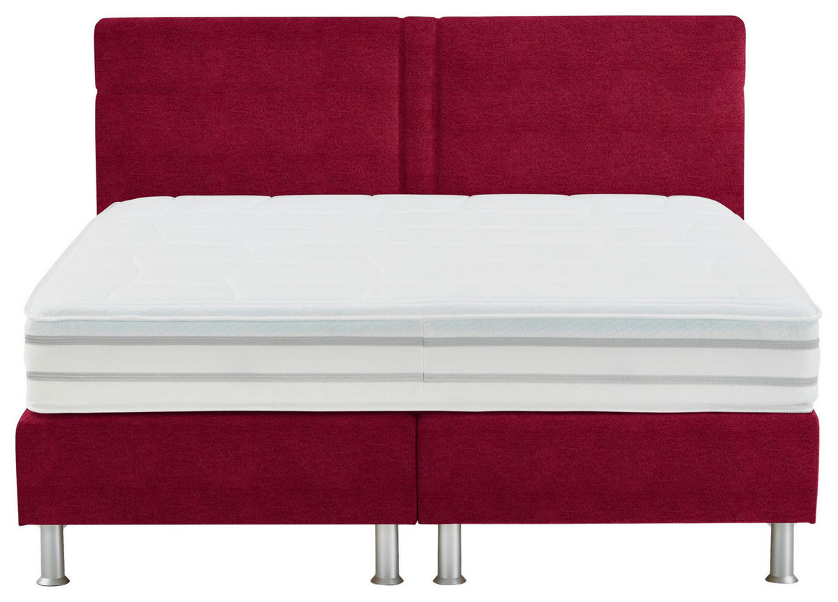 BOXSPRINGBETT 200/200 cm  in Rot  - Rot/Alufarben, Design, Kunststoff/Textil (200/200cm) - Beldomo - Sleep