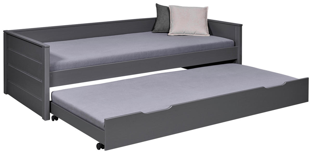 AUSZIEHBETT 90/200 cm  in Grau  - Naturfarben/Grau, KONVENTIONELL, Holz (90/200cm) - MID.YOU