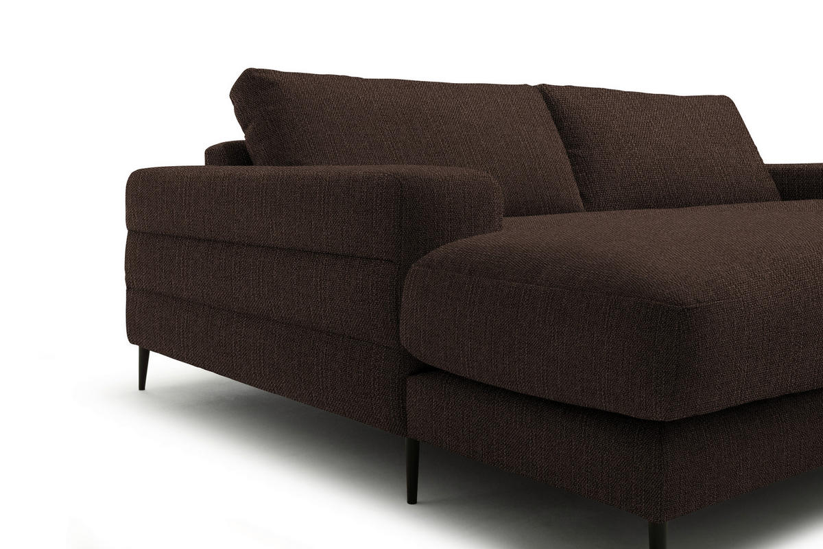ECKSOFA in Flachgewebe Dunkelbraun  - Dunkelbraun/Schwarz, Design, Textil/Metall (177/253cm) - Dieter Knoll