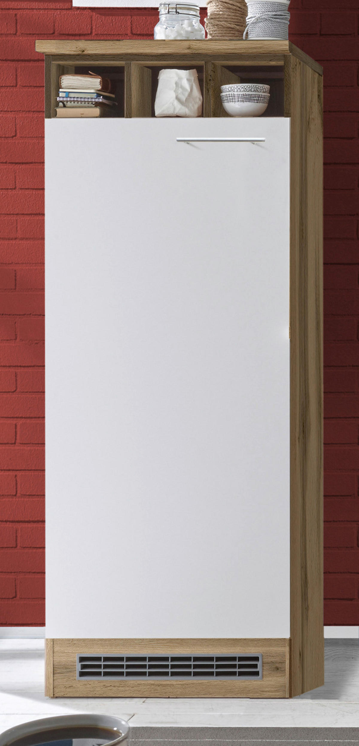 KÜCHENLEERBLOCK 310/205/60 cm   in Weiß, Wildeiche  - Wildeiche/Silberfarben, Basics, Holzwerkstoff/Metall (310/205/60cm) - Respekta