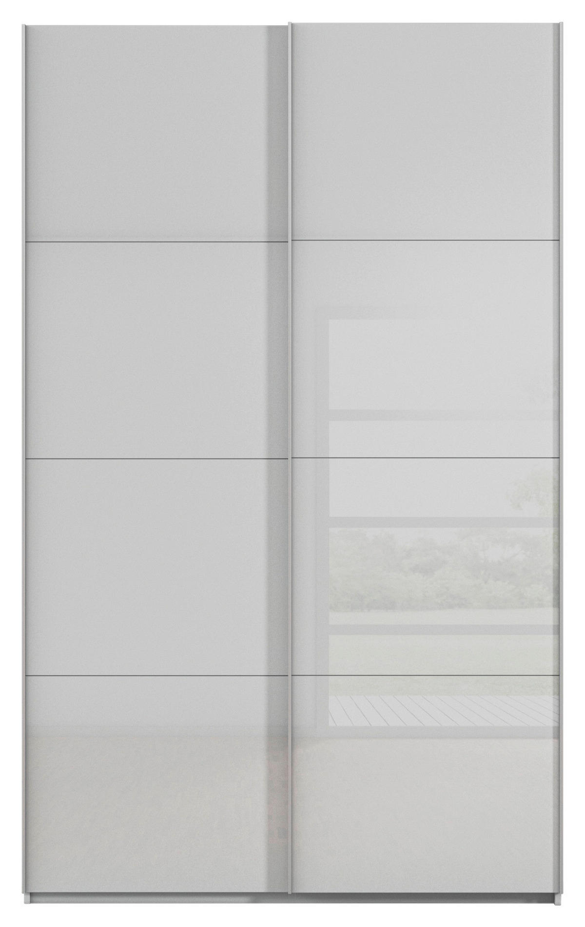 SCHWEBETÜRENSCHRANK 137/223/68 cm 2-türig Seidengrau  - Seidengrau/Alufarben, Design, Glas/Holzwerkstoff (137/223/68cm) - Xora