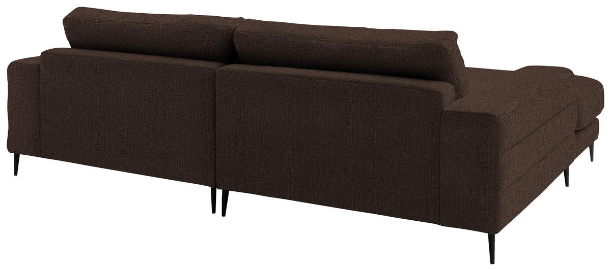 ECKSOFA in Flachgewebe Dunkelbraun  - Dunkelbraun/Schwarz, Design, Textil/Metall (177/253cm) - Dieter Knoll
