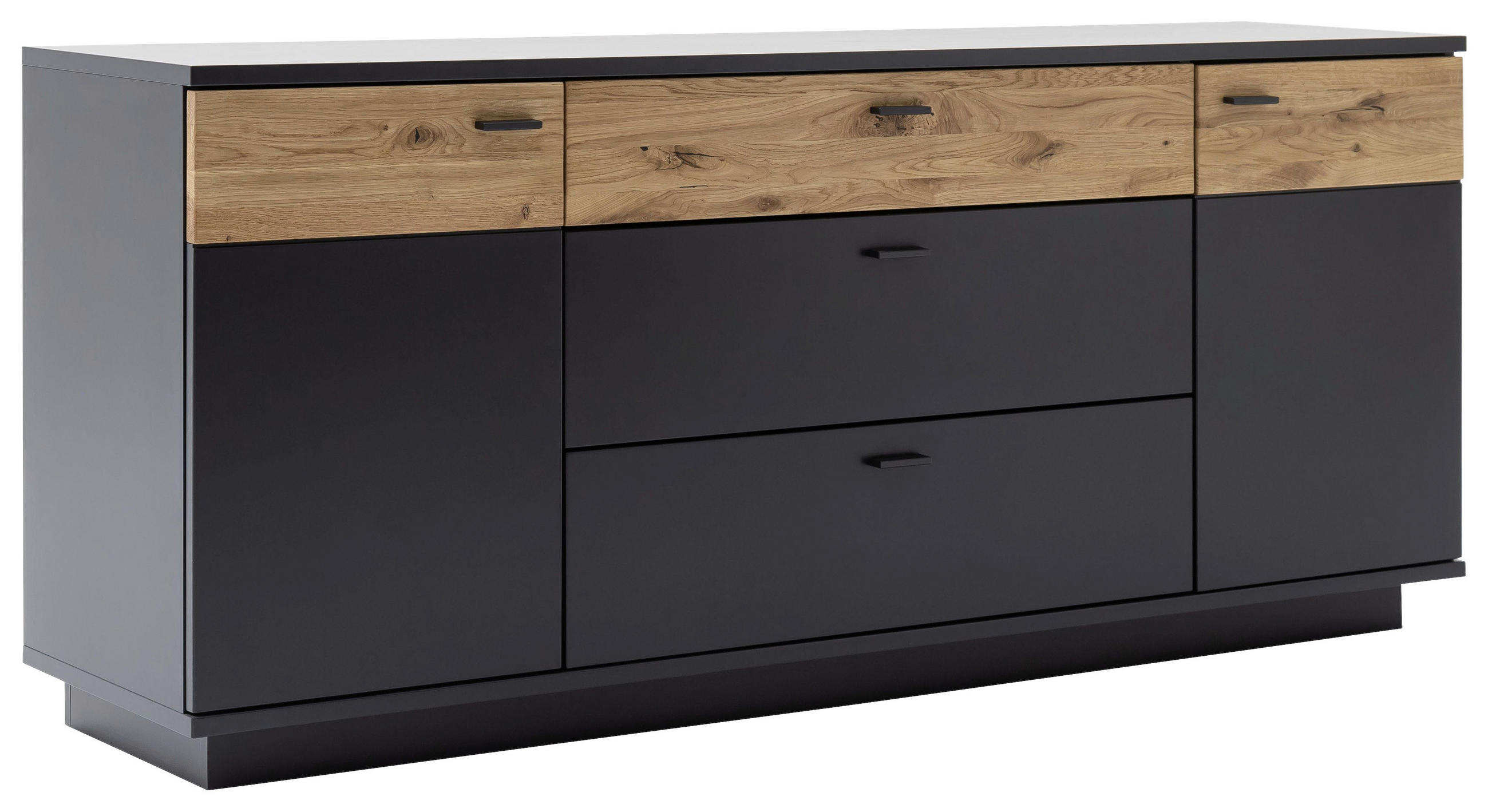 COMODĂ CU UȘI 180/80/44 cm  - culoare lemn stejar/antracit, Design, metal/material pe bază de lemn (180/80/44cm) - Novel