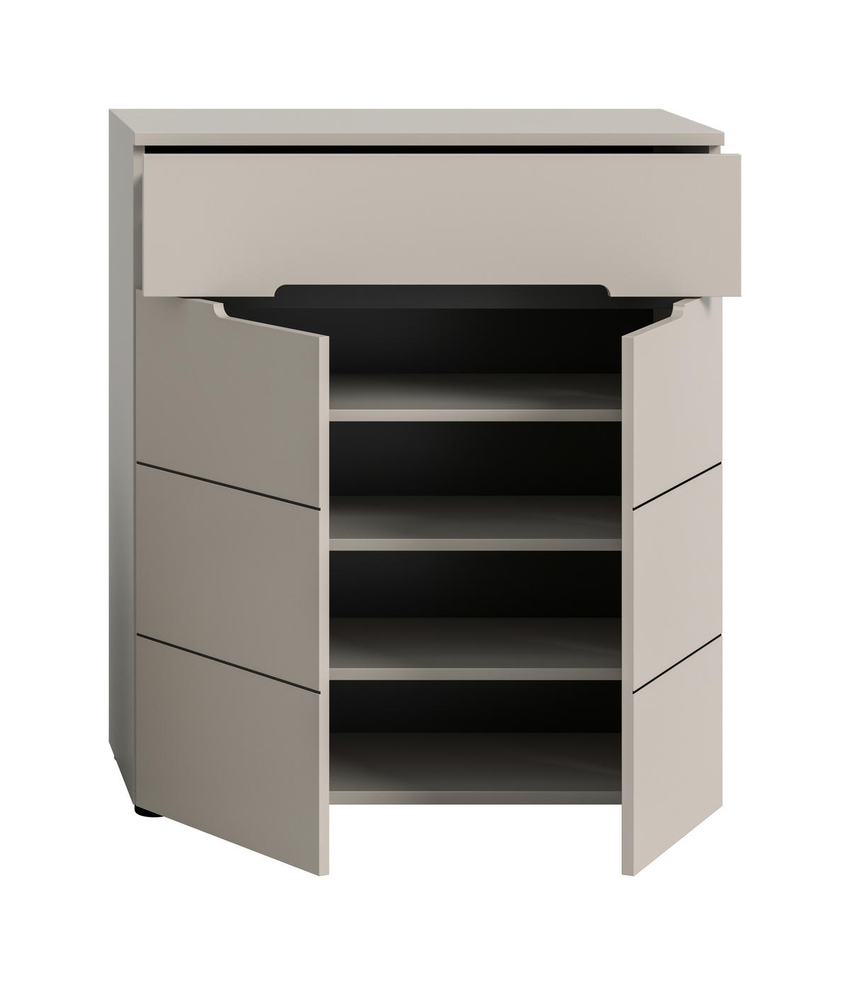 SCHUHSCHRANK Grau, Kaschmir  - Kaschmir/Schwarz, Design, Holzwerkstoff/Kunststoff (80/94/37cm) - MID.YOU