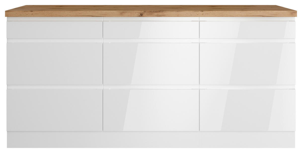 BÄNKSKÅP 180/86/60 cm  i vit, ek Wotan, vit högglans  - vit/ek Wotan, Lifestyle, trämaterial (180/86/60cm) - Held
