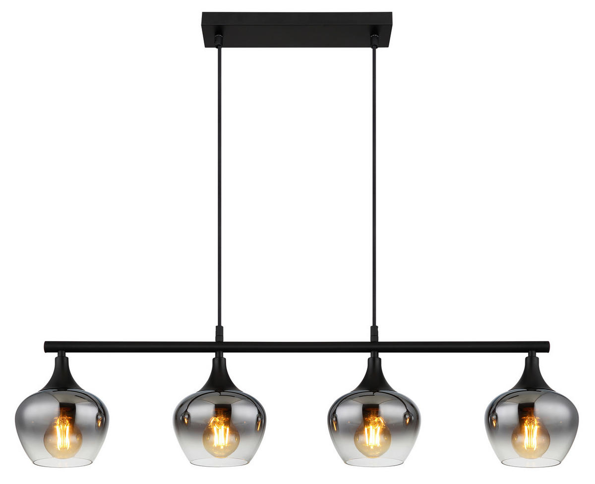 HÄNGELEUCHTE 90/15/120 cm    - Schwarz, Basics, Glas/Textil (90/15/120cm) - Globo