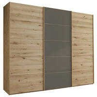 SCHWEBETÜRENSCHRANK in Dunkelbraun, Eiche Bianco  - Eiche Bianco/Eichefarben, Natur, Glas/Holz (300/217/67cm) - Linea Natura