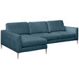 ECKSOFA Blau Chenille  - Blau/Silberfarben, KONVENTIONELL, Textil/Metall (143/284cm) - Carryhome