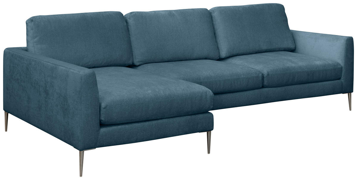 ECKSOFA Blau Chenille  - Blau/Silberfarben, KONVENTIONELL, Textil/Metall (143/284cm) - Carryhome