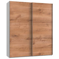 SCHWEBETÜRENSCHRANK 200/236/65 cm 2-türig Weiß, Eichefarben  - Chromfarben/Eichefarben, MODERN, Holzwerkstoff (200/236/65cm) - MID.YOU