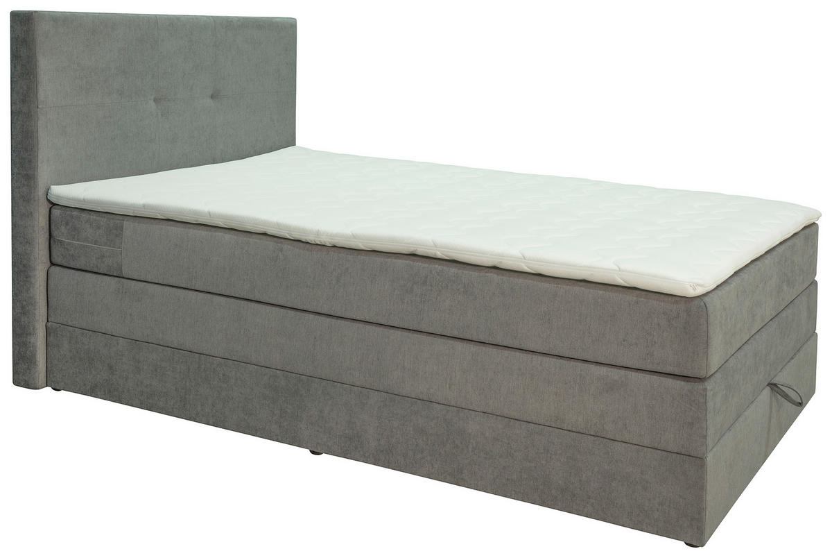 BOXSPRING POSTELJA 120 cm   x 200 cm  , les, tekstil, leseni material siva  - siva/črna, Moderno, umetna masa/tekstil (120/200cm) - Hom`in