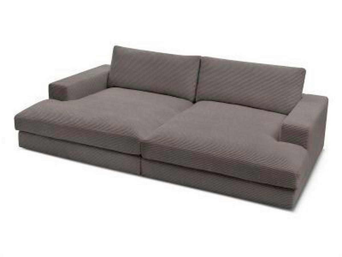 BIGSOFA LEONARD Cord Taupe  - Taupe/Schwarz, MODERN, Kunststoff/Textil (274/77/159cm)