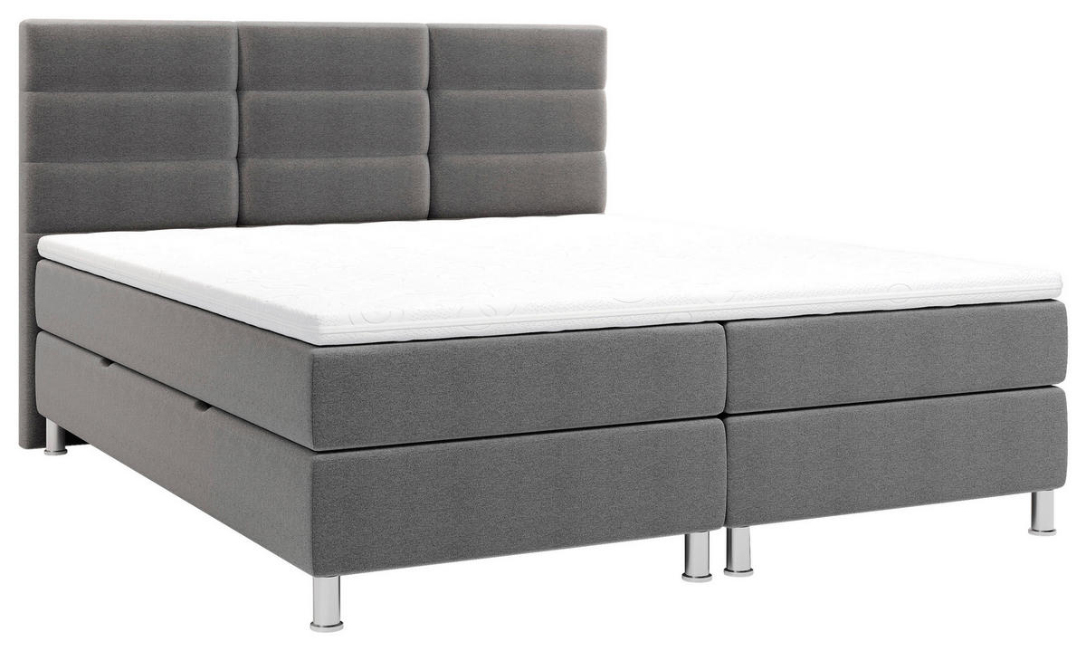 BOXBETT 160/200 cm  in Anthrazit  - Chromfarben/Anthrazit, KONVENTIONELL, Textil/Metall (160/200cm) - Carryhome