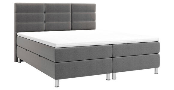BOXBETT 160/200 cm,  in Anthrazit, Matratze, Bettkasten, Topper, H2 = mittel  - Chromfarben/Anthrazit, KONVENTIONELL, Textil/Metall (160/200cm) - Carryhome
