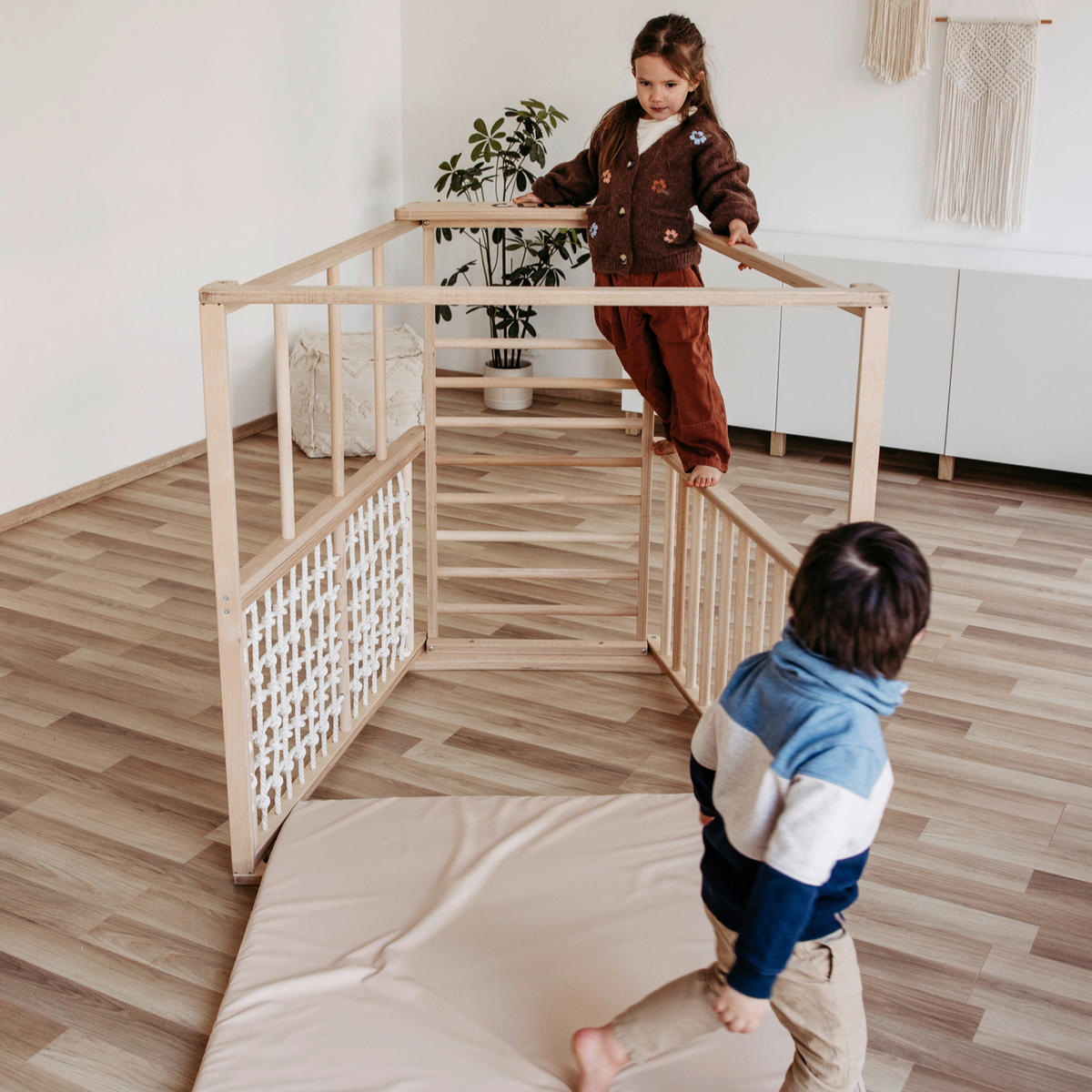 KLETTERGERÜST - Weiß, Basics, Holz (113/115/110cm) - CLIFF