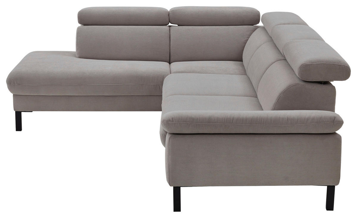 ECKSOFA 830 Grau Cord  - Schwarz/Grau, Design, Textil/Metall (217/272cm) - Pure Home Comfort