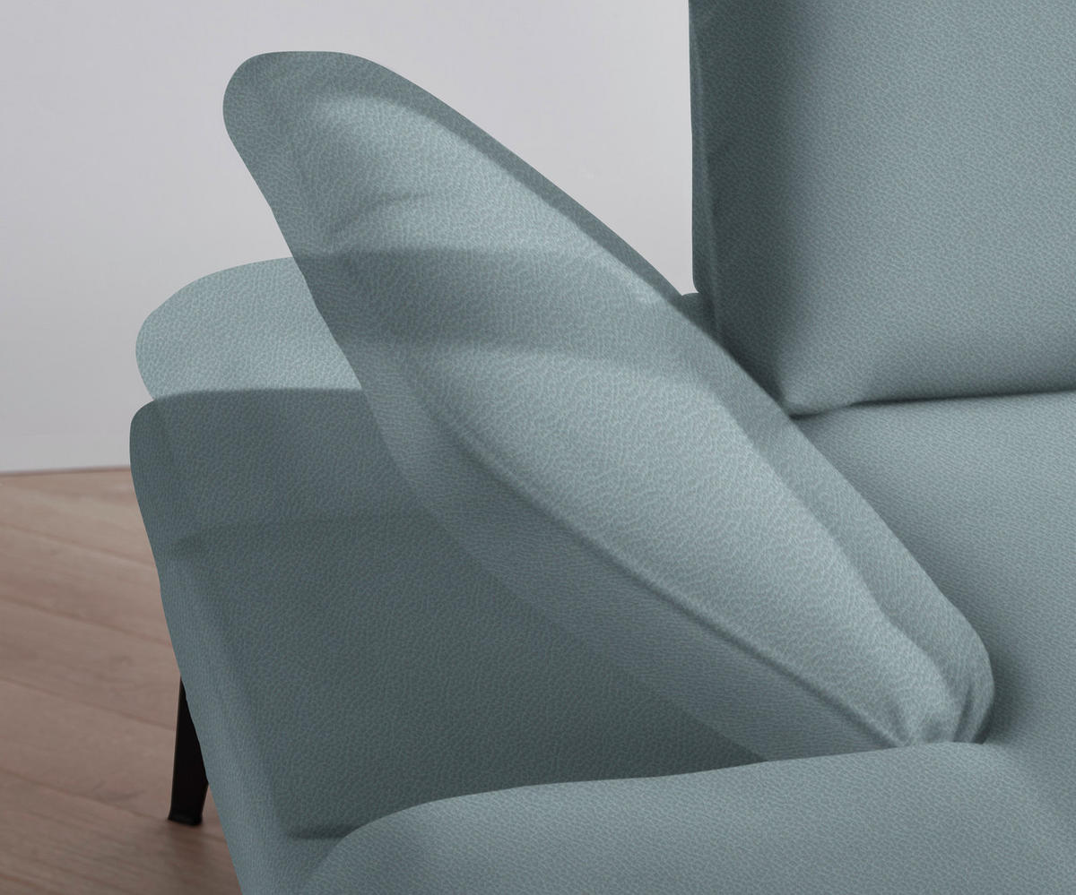 ECKSOFA in Flachgewebe Hellblau  - Schwarz/Hellblau, Design, Textil/Metall (289/180cm) - Stylife