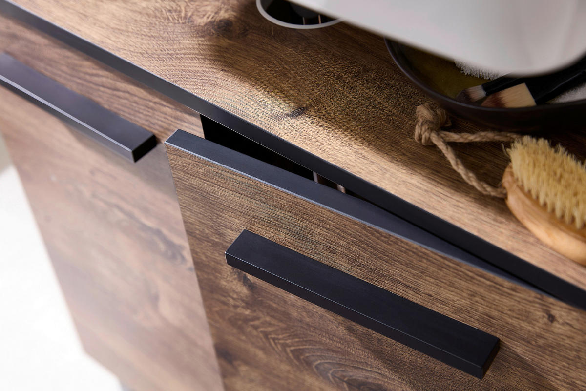 WASCHBECKENUNTERSCHRANK 60/53/33 cm  - Eichefarben/Schwarz, Design, Holzwerkstoff (60/53/33cm) - Xora