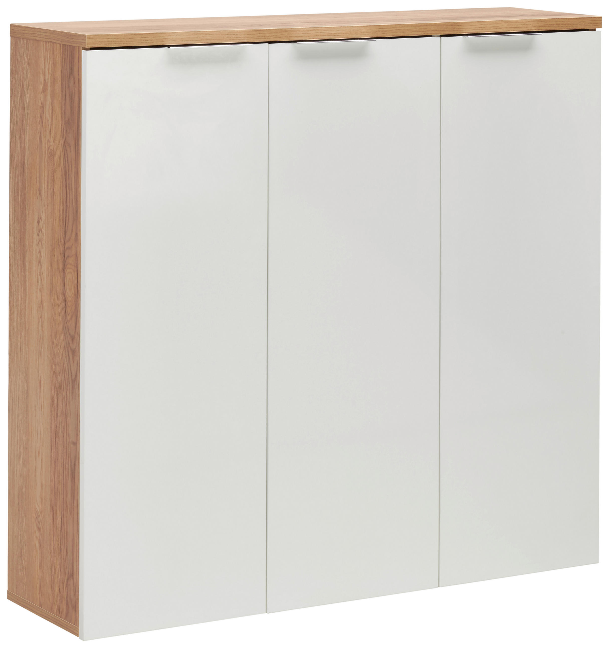 SCHUHSCHRANK Eichefarben, Weiß Hochglanz  - Chromfarben/Eichefarben, Design, Holzwerkstoff/Kunststoff (120/115/34cm) - Xora
