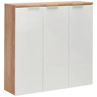 SCHUHSCHRANK Eichefarben, Weiß Hochglanz  - Chromfarben/Eichefarben, Design, Holzwerkstoff/Kunststoff (120/115/34cm) - Xora