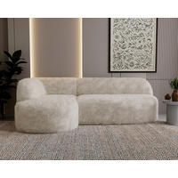 ECKSOFA Teddystoff Beige  - Beige/Schwarz, Design, Kunststoff/Textil (218/156cm) - Livetastic