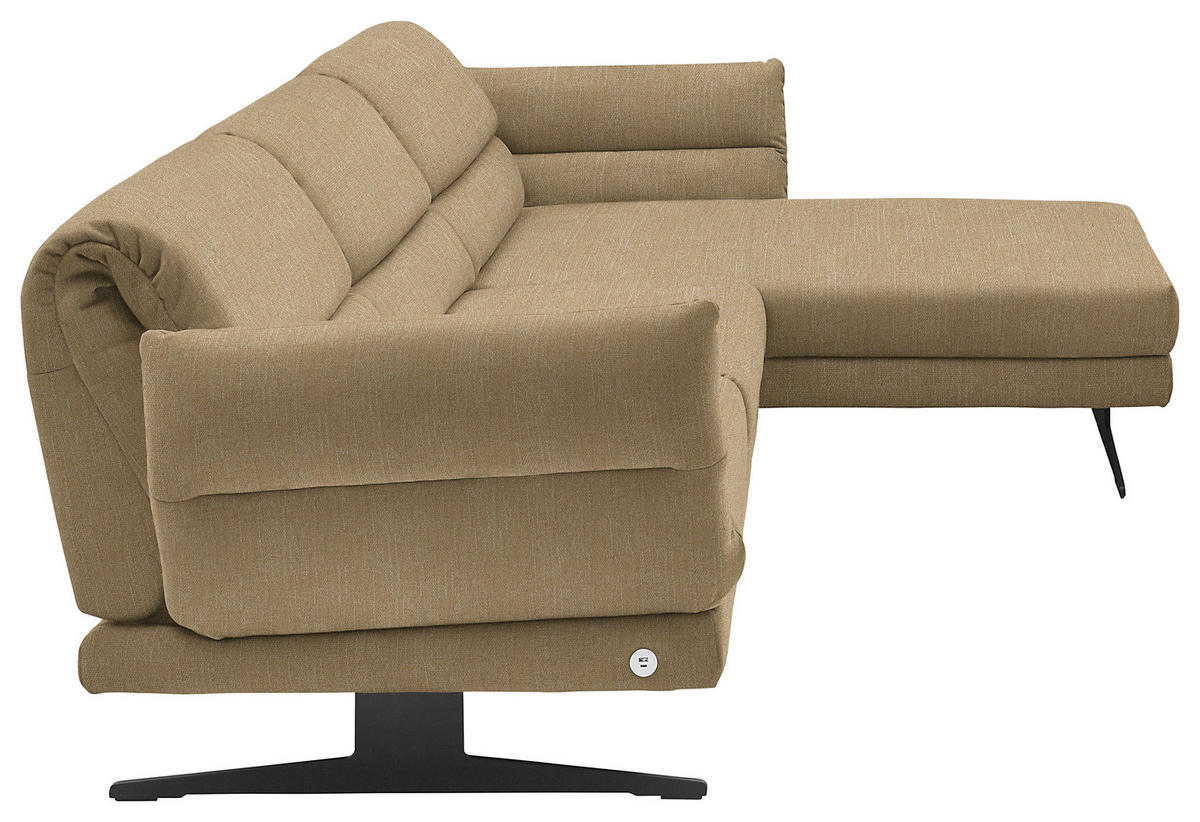 ECKSOFA in Flachgewebe Senfgelb  279-327/176-217 cm  - Senfgelb/Schwarz, Design, Textil/Metall (279-327/176-217cm) - Dieter Knoll