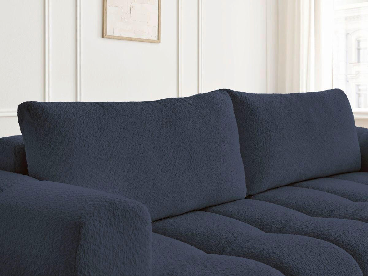 SCHLAFSOFA FUJI Bouclé Dunkelblau  inkl.  - Schwarz/Dunkelblau, MODERN, Kunststoff/Textil (251/113/88cm)