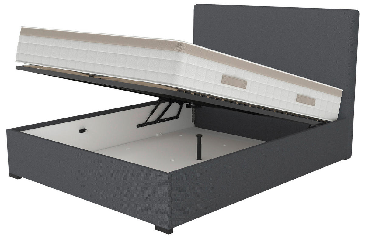 OBLAZINJENA POSTELJA   x  , leseni material antracit  - antracit, Moderno, leseni material (180/200cm) - Hespo