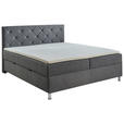 BOXBETT 180/200 cm,  in Anthrazit, Matratze, gepolstertes Kopfteil, Bettkasten, Topper,  - Chromfarben/Anthrazit, Basics, Textil/Metall (180/200cm) - Xora