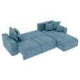 ECKSOFA  in Samt Blau  293/195 cm  - Chromfarben/Blau, KONVENTIONELL, Kunststoff/Textil (293/195cm) - Carryhome