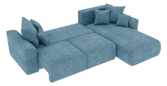 ECKSOFA  in Samt Blau  293/195 cm  - Chromfarben/Blau, KONVENTIONELL, Kunststoff/Textil (293/195cm) - Carryhome