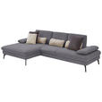 ECKSOFA in Chenille, Mikrofaser Grau  157/299 cm  - Schwarz/Grau, Design, Textil/Metall (157/299cm) - Dieter Knoll