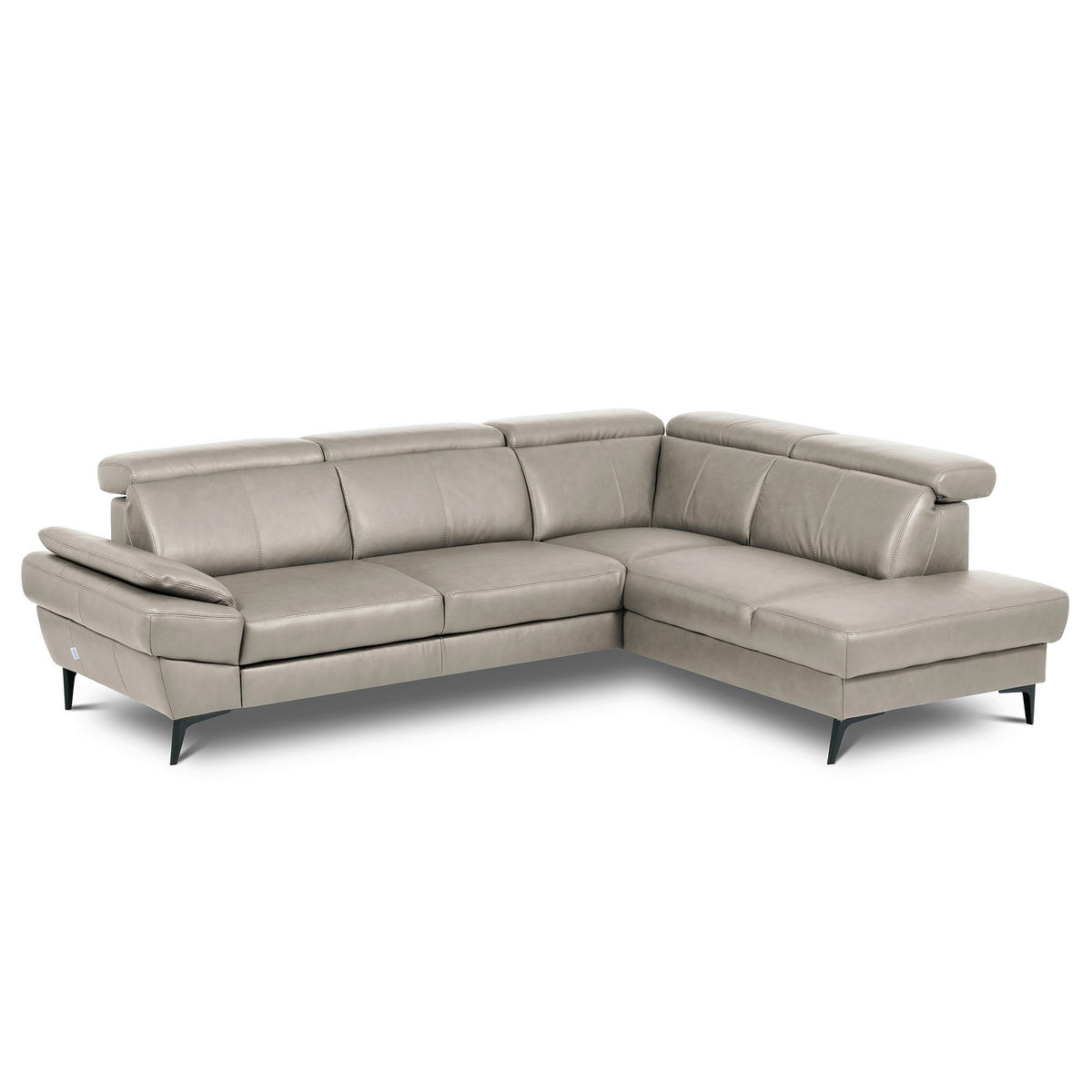 ECKSOFA  in Lederlook Echtleder Pinienfarben  - Schwarz/Pinienfarben, Design, Leder/Textil (264/211cm) - Livetastic