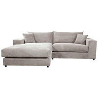 ECKSOFA in Cord, Velours Grau  180/265 cm  - Schwarz/Grau, Basics, Kunststoff/Textil (180/265cm) - Livetastic